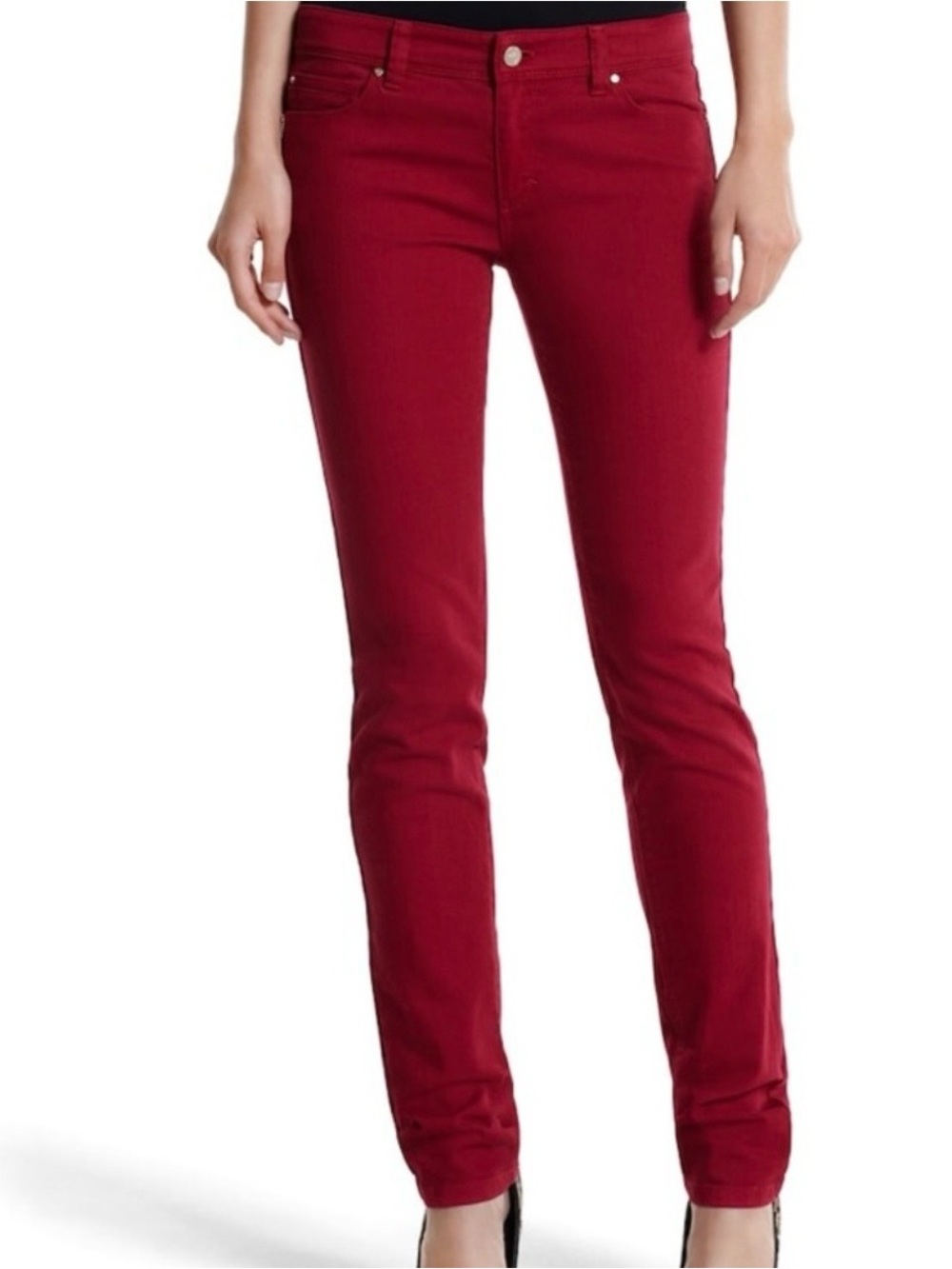White House Black Market Red Jeans Size 12R Slim Leg